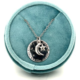 Silver I Love You to the Moon & Back Circular Pendant