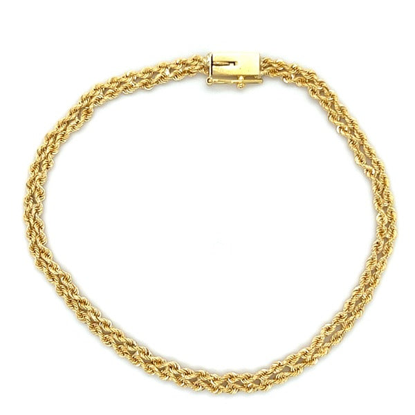 14K Yellow Gold 3.3mm Double Rope Bracelet 7 123PPLTT Estate