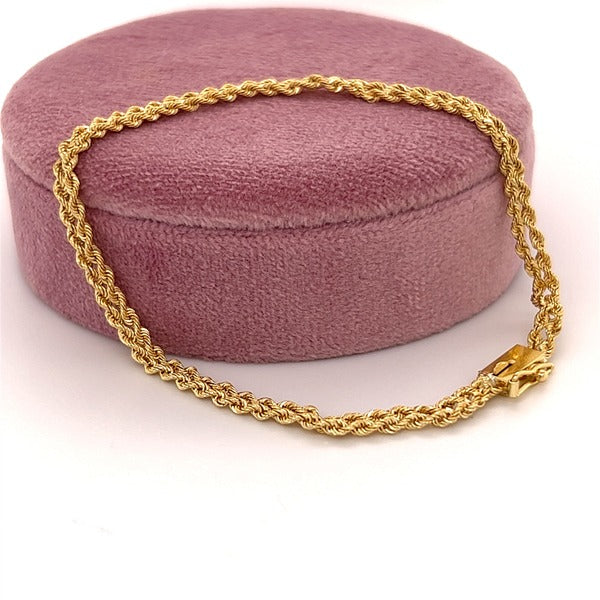 "Amiri" 18K Yellow Gold 3.3mm Double Rope Bracelet 7" Estate 123PPLTT