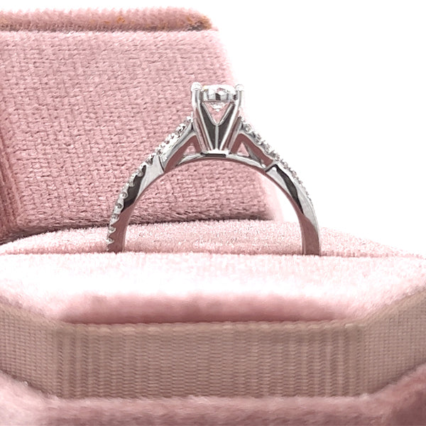 14K White Gold .38 Carat Total Weight Diamond with .25 Carat Total Weight Diamond Enhanced Setting and .13 Carat Total Weight Diamond Accents Bridal Engagement Ring