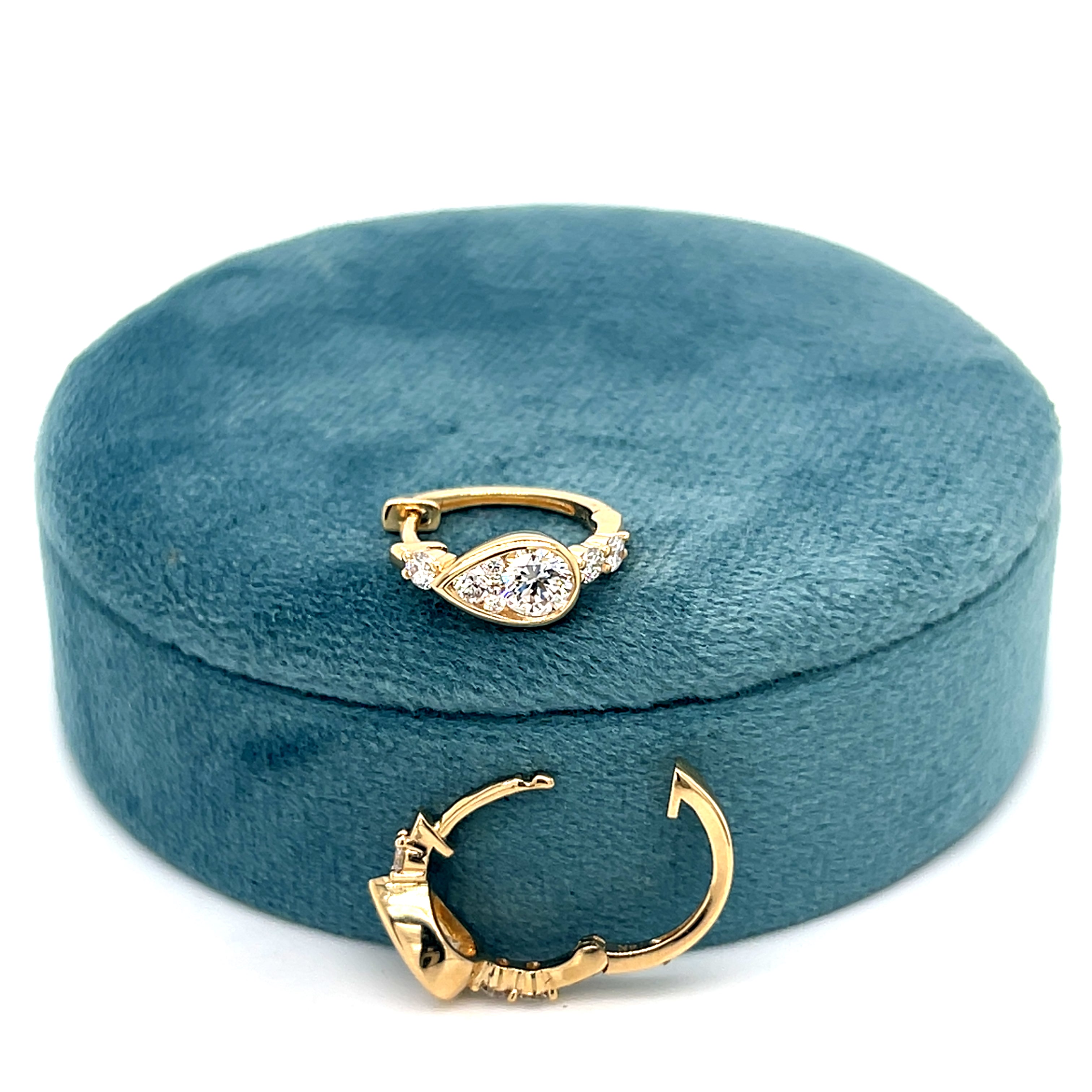 Yellow Gold Lab Grown Diamond Hoop Huggie Earrings