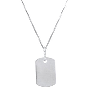 Sterling Silver 9 Diamond Dog Tag Necklace