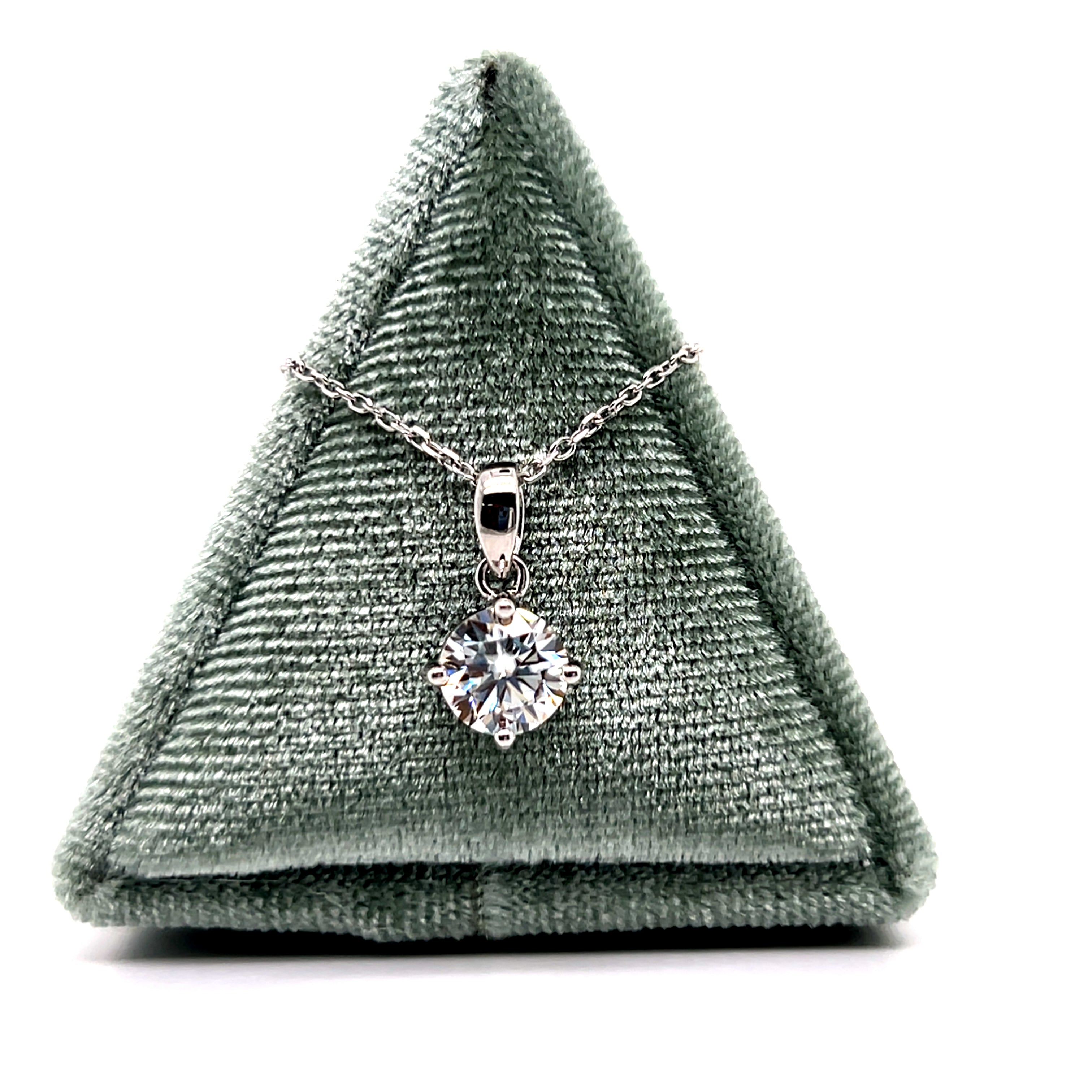 Silver Moissanite Solitaire Necklace