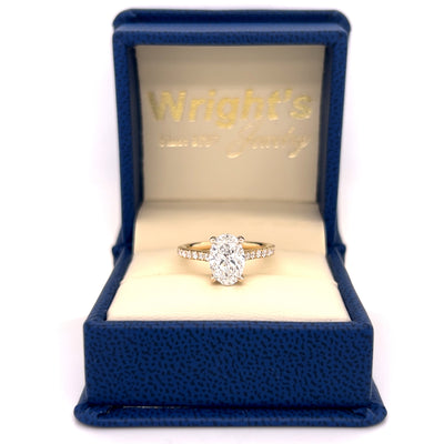 14K Yellow and White Gold 1.75CT Oval Lab Grown Diamond Engagement Ring With a Hidden Halo 2.08CTW