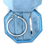 14K White Gold Tubular Hoop Earrings