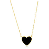 14K Yellow Gold Onyx Heart Necklace