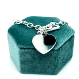 Sterling Silver Engravable Heart Charm Rolo Chain Toggle Bracelet 7.5"