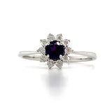 10K White Gold Amethyst and Diamond Halo Ring