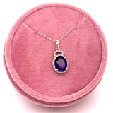 10K White Gold Amethyst and Diamond Pendant