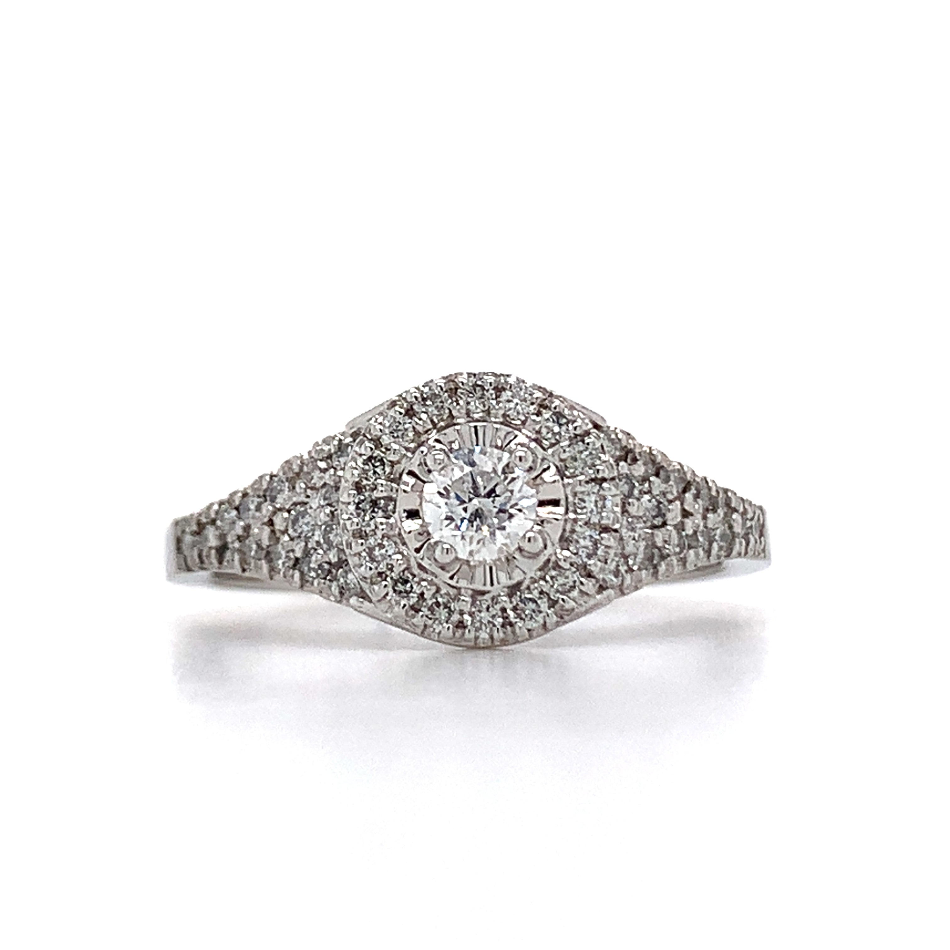 10K White Gold .17 Carat Total Weight Diamond Engagement Ring