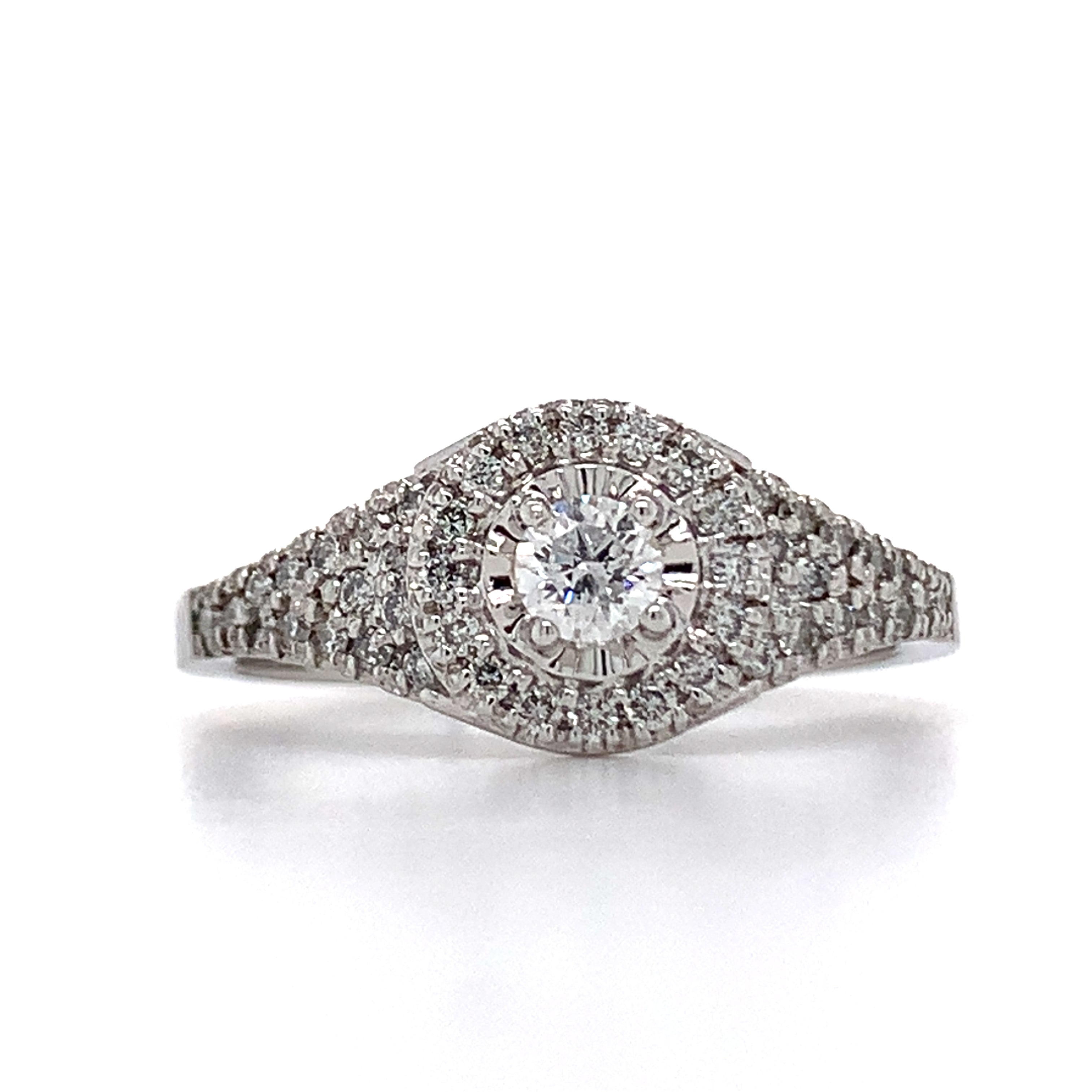 10K White Gold .17 Carat Total Weight Diamond Engagement Ring