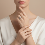 White Gold Oval Halo Diamond Bridal Wedding Engagement Ring Set