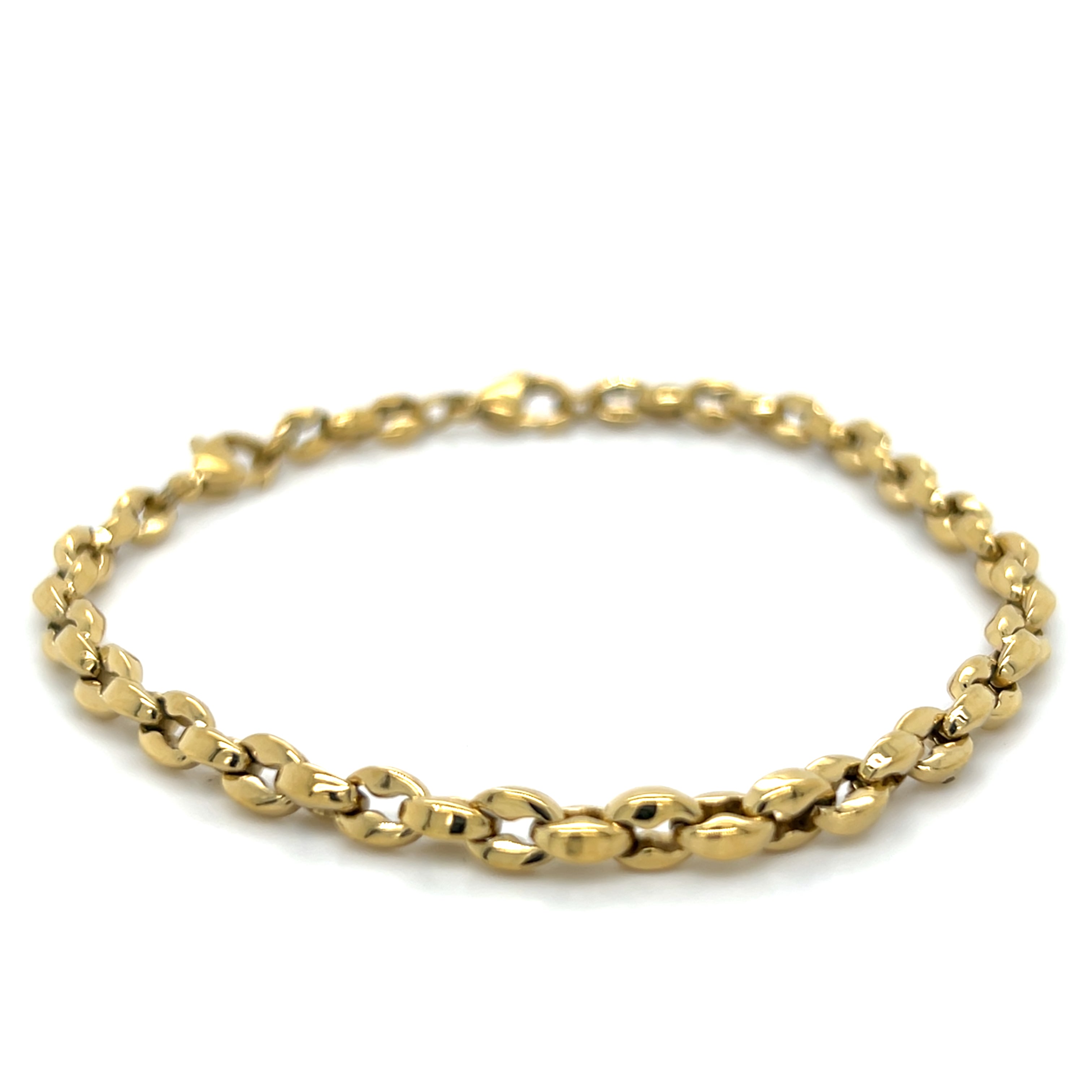 Men's Gold Plated Stainless Steel Handmade Oval Link Bracelet