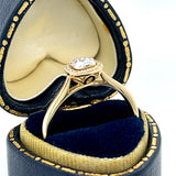 14K Yellow Gold 1/5  Carat Total Weight Diamond Cluster and Halo Engagement Ring