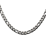 Men's Stainless Steel Black Plated Figaro Chain Necklace