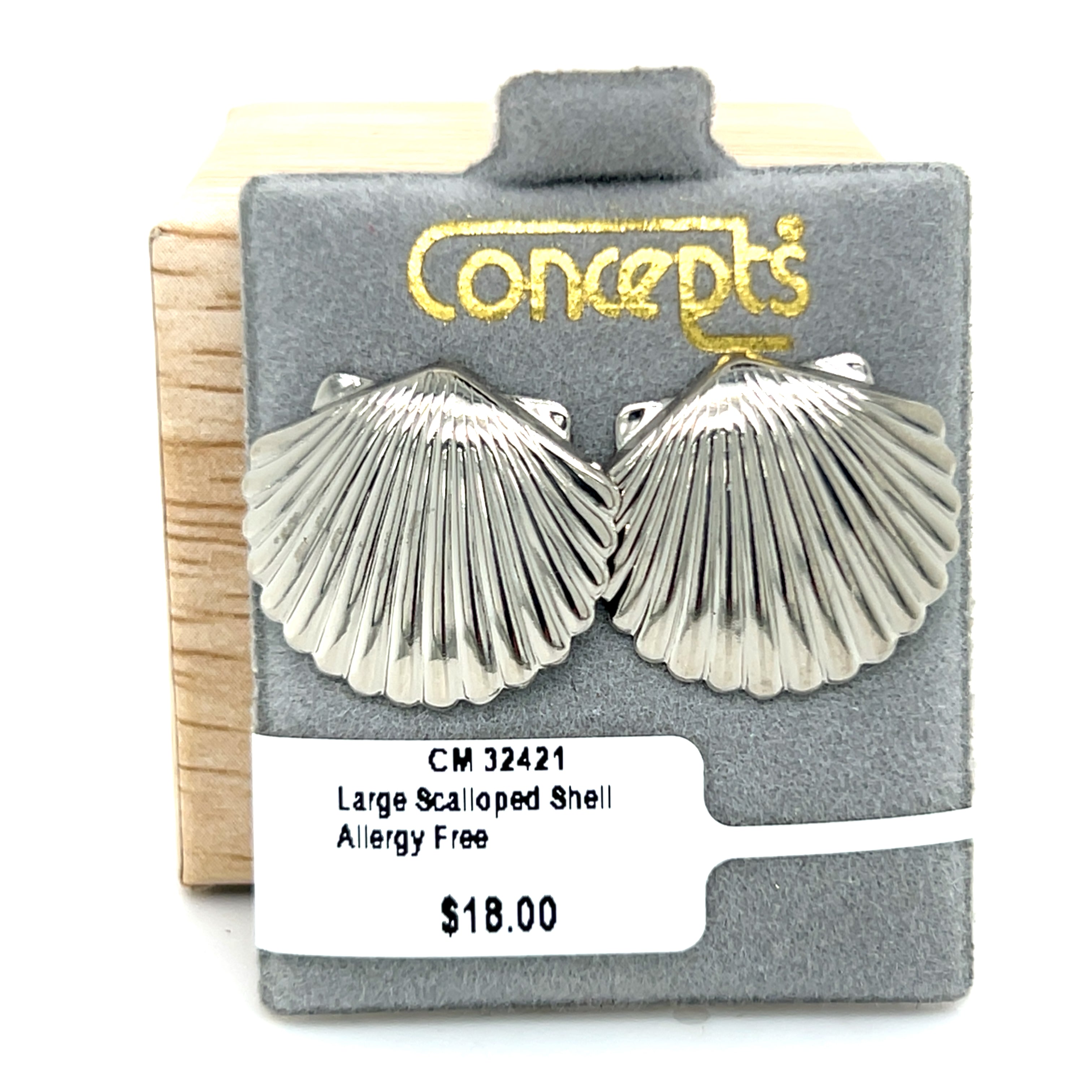 Large Scalloped Shell Allergy Free Earrings