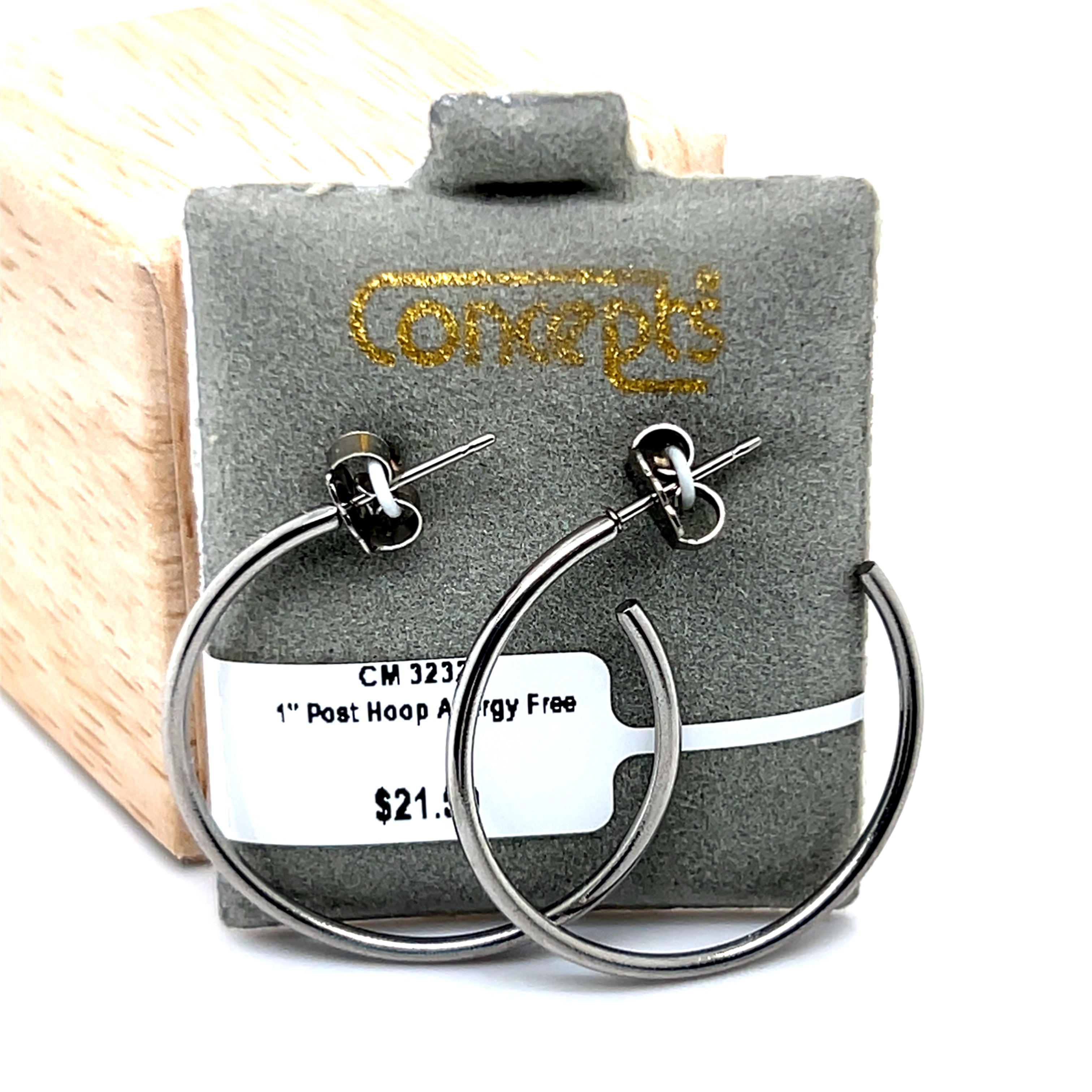 1" Post Hoop Allergy Free Earrings