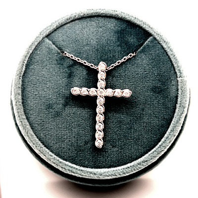Silver Lab Grown Diamond Cross Pendant Necklace