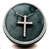 Silver Lab Grown Diamond Cross Pendant Necklace