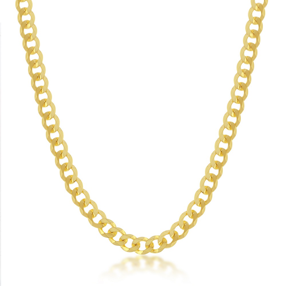Silver Gold Plated 4.5mm Cuban Link Chain 18"