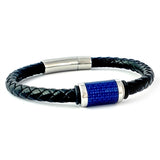 Men's Blue Carbon Leather Bracelet