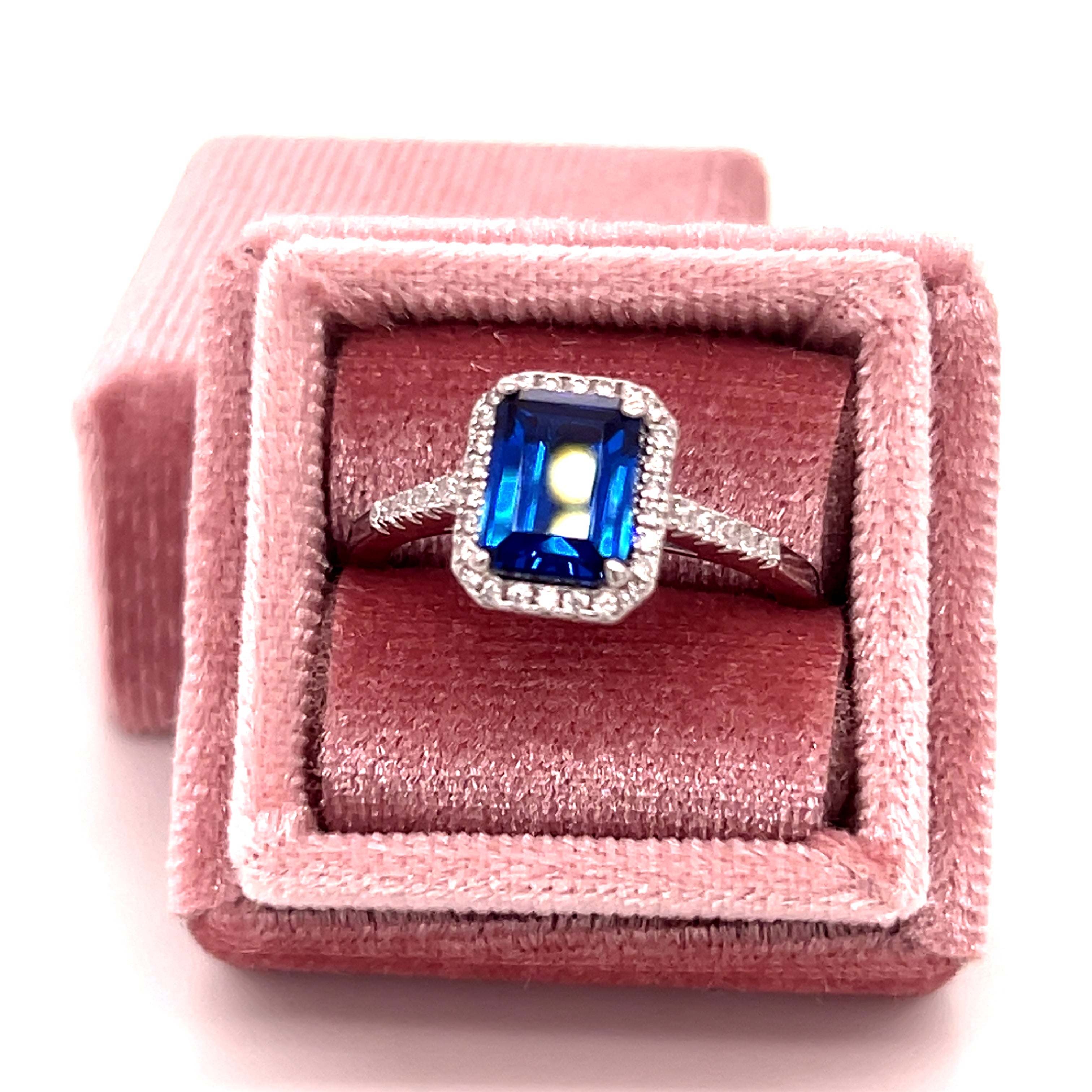 Silver Large Sapphire-Blue Spinel September Birthstone Size 7