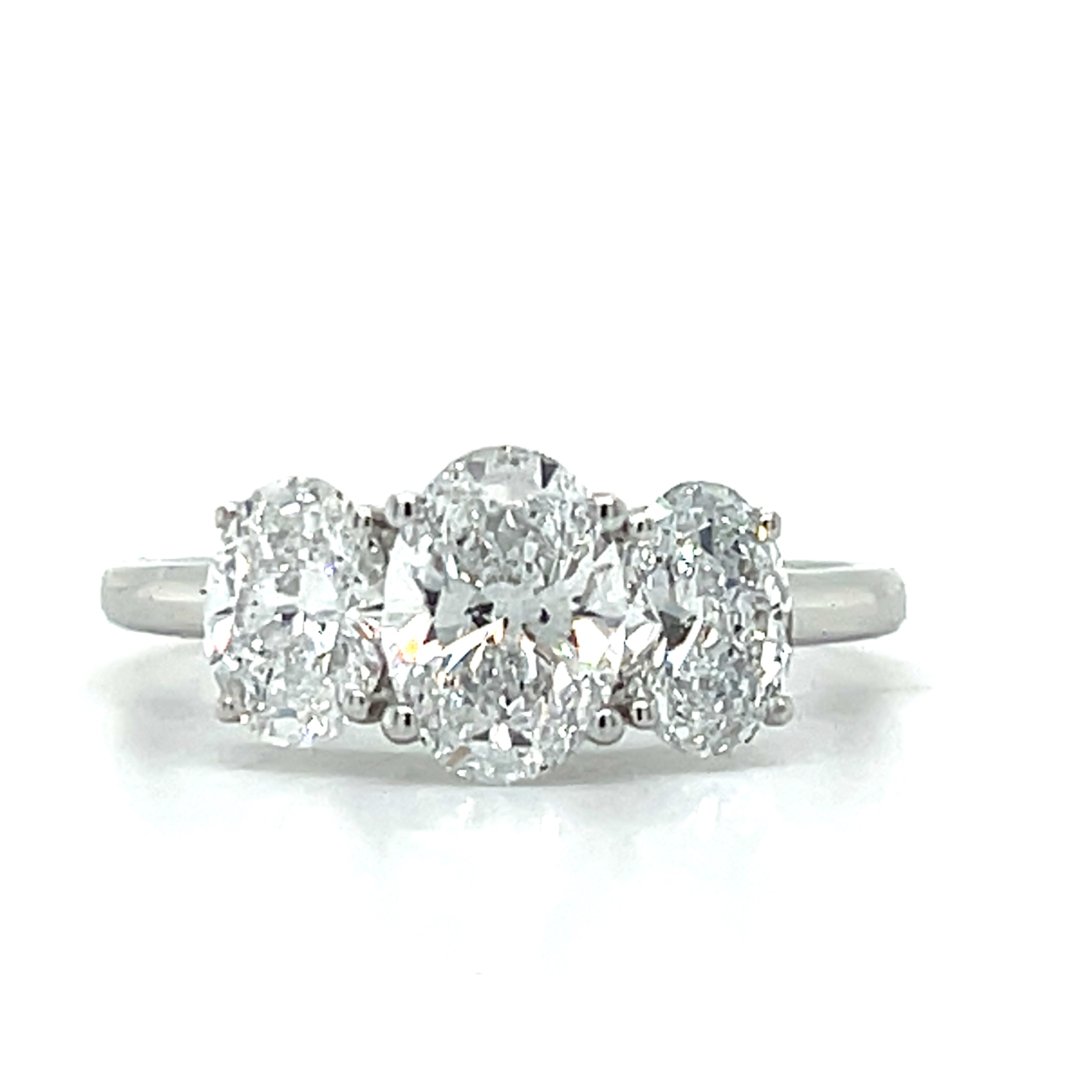 White Gold Lab Grown Oval 3-Stone Bridal/Engagement/Wedding/Anniversary Ring