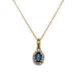 10K Yellow Gold 0.61CT Sapphire and 0.05 Carat Total Weight Diamond Fashion Pendant