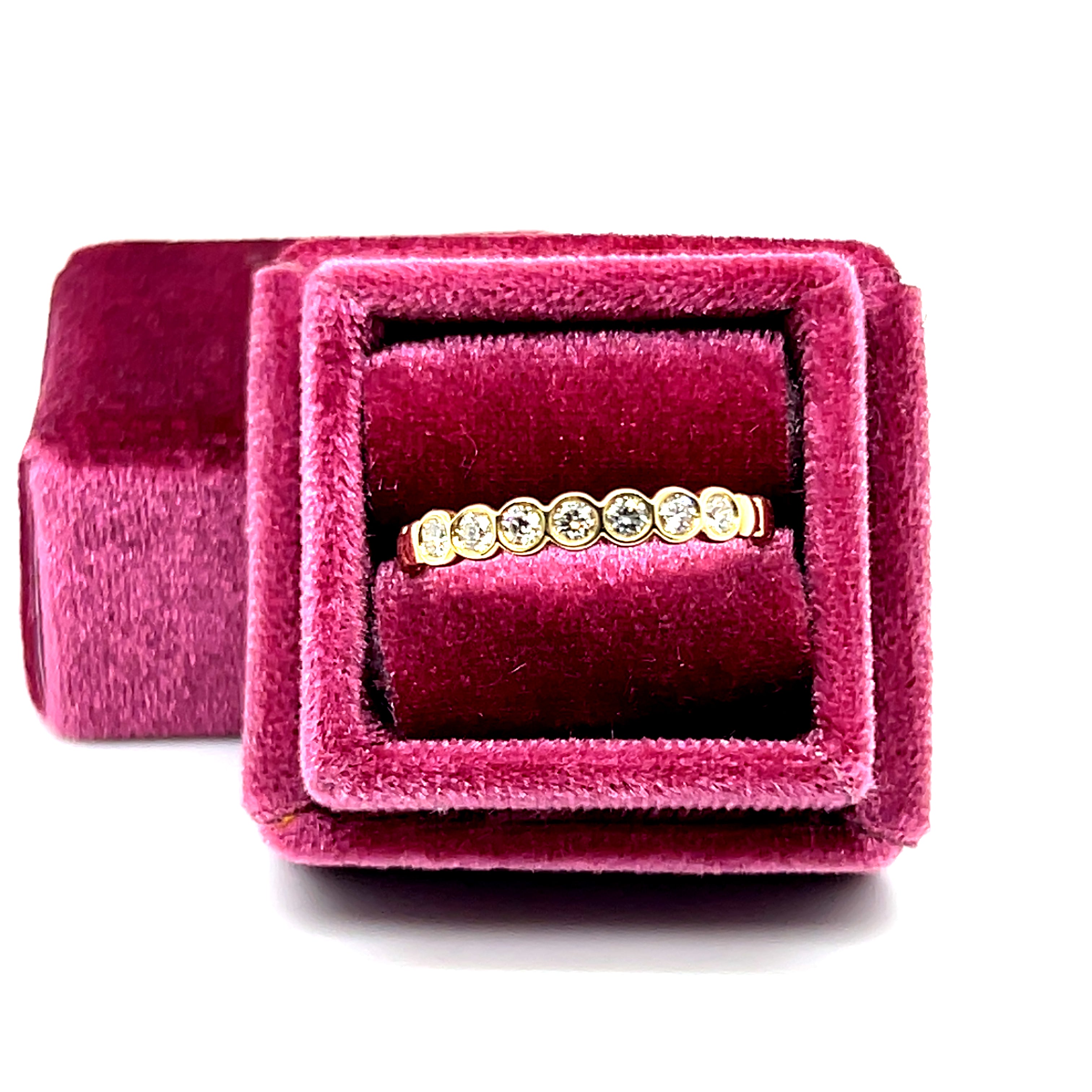 Yellow Gold Bezel-Set Diamond Wedding Band