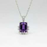 "Dusk" WJS Custom Set14KW Amethyst and Diamond Sunset/ Flower Inspired Pendant