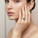 White Gold Pear-Shaped Garnet and Diamond Ring