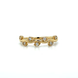 14K Yellow Gold 0.14 Carat Total Weight Diamond Wedding/Anniversary/ Stackable Leaf Band