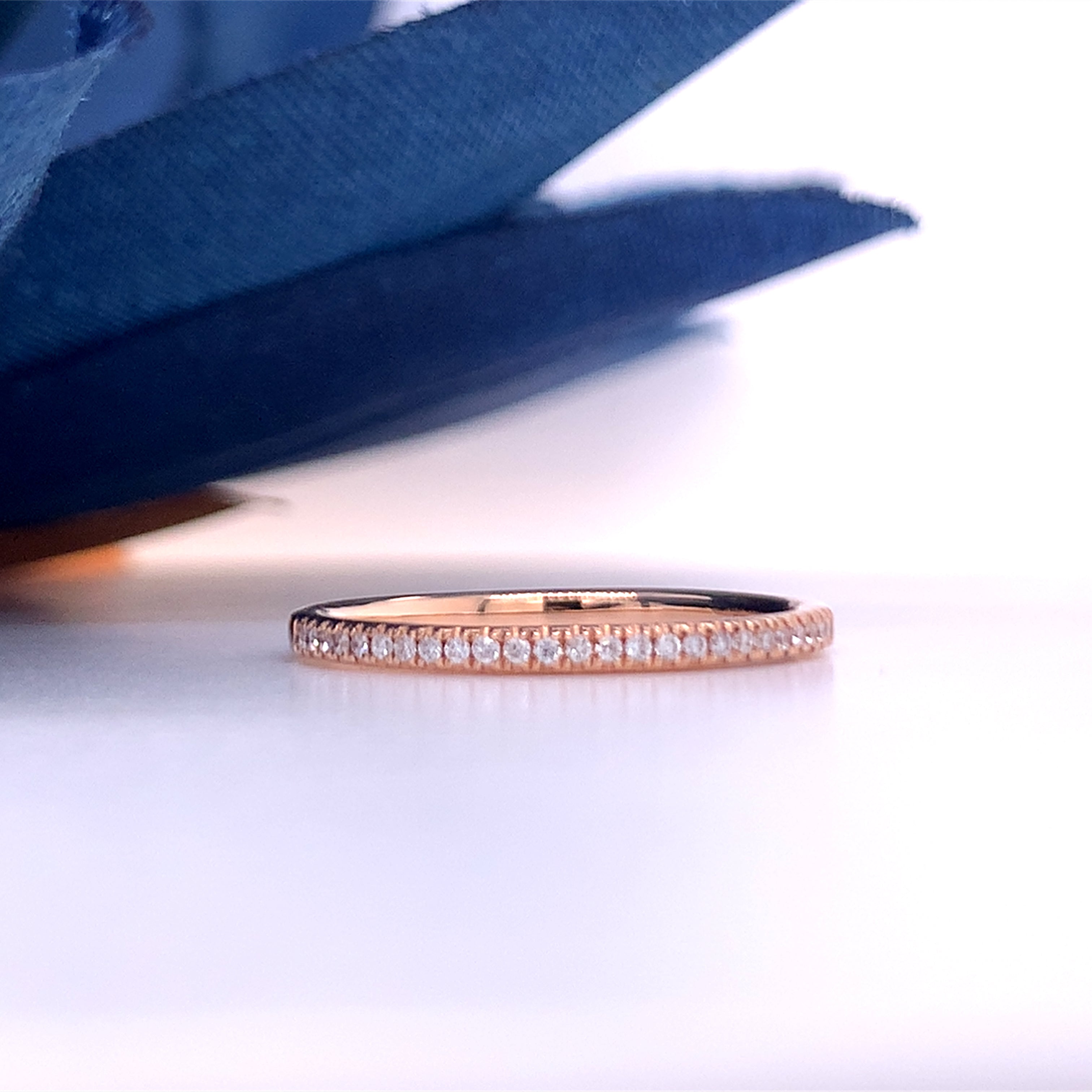 10K Rose Gold .10 Carat Total Weight Diamond Wedding/Anniversary/Stackable Band