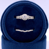 14K White Gold Diamond Bridal Engagement Ring Set