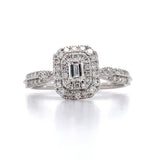 14K White Gold 1/2 Carat Total Weight 1/6CT Center Emerald Cut Diamond Engagement Ring