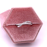 14K White Gold Diamond Contemporary Criss-Cross Wedding Anniversary Stackable Fashion Band Ring