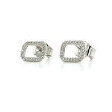 14K White Gold .10 Carat Total Weight Diamond Rectangular Shaped Earrings