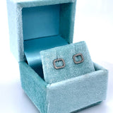 14K White Gold .10 Carat Total Weight Diamond Rectangular Shaped Earrings