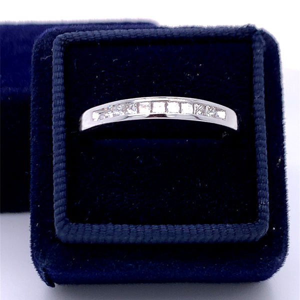 14K White Gold 0.25 Carat Total Weight Princess Cut Diamond Wedding Anniversary Band