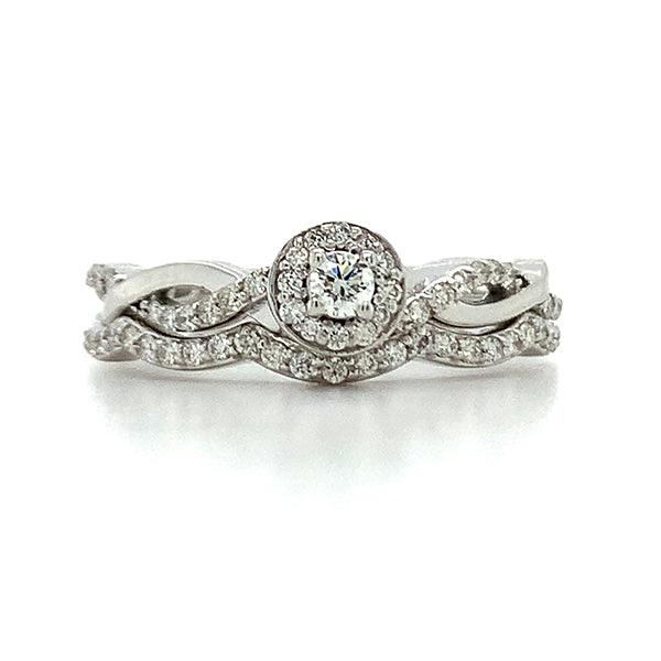 10K White Gold .40 Carat Total Weight Diamond Bridal Engagement Ring Set