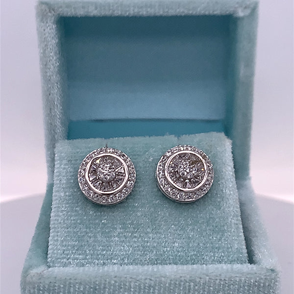 Sterling Silver 10mm Cubic Zirconia Earrings