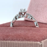 10K White Gold .40 Carat Total Weight Diamond Halo Bridal Engagement Ring Set