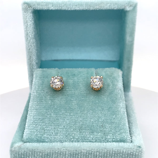 14K Yellow Gold JK I1-I2  3/4 Carat Total Weight Diamond Stud Earrings