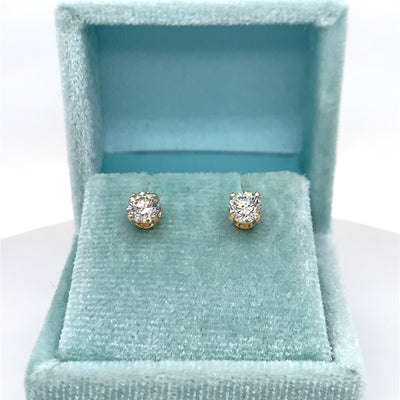 14K Yellow Gold JK I1-I2  3/4 Carat Total Weight Diamond Stud Earrings