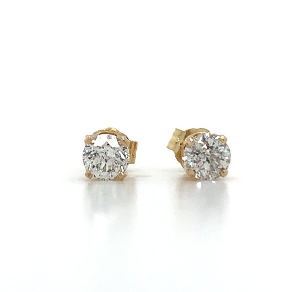 14K Yellow Gold JK I1-I2  3/4 Carat Total Weight Diamond Stud Earrings