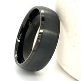 Domed Black Plated 8mm Tungsten Band with Polished Beveled Edge Size 12