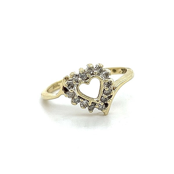 "Susanna" 14K Yellow Gold 14 Diamond Heart Ring Estate YG122230