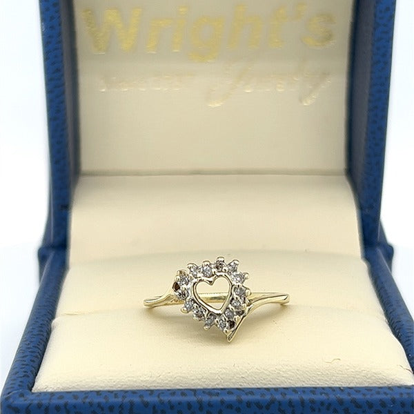 "Susanna" 14K Yellow Gold 14 Diamond Heart Ring Estate YG122230