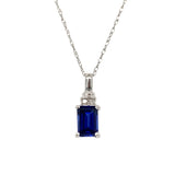 10K White Gold Diamond and Synthetic Sapphire Pendant 27PP1222 Estate