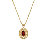 14K Yellow Gold Garnet and Diamond Pendant WB122218 Estate